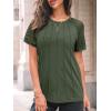 imageAUTOMET Womens T Shirts Lace Tops Fashion Short Sleeve Trendy Business Casual Dressy Knitted Summer Clothes 2025Army Green
