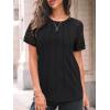 imageAUTOMET Womens T Shirts Lace Tops Fashion Short Sleeve Trendy Business Casual Dressy Knitted Summer Clothes 2025Black