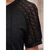 imageAUTOMET Womens T Shirts Lace Tops Fashion Short Sleeve Trendy Business Casual Dressy Knitted Summer Clothes 2025Black