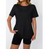 imageAUTOMET Womens Workout Tops Short Sleeve Gym Shirts Summer Athletic Yoga Tshirts Loose Fit Casual Clothes 2025Black