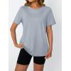 imageAUTOMET Womens Workout Tops Short Sleeve Gym Shirts Summer Athletic Yoga Tshirts Loose Fit Casual Clothes 2025Grey