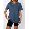 imageAUTOMET Womens Workout Tops Short Sleeve Gym Shirts Summer Athletic Yoga Tshirts Loose Fit Casual Clothes 2025Navy