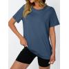 imageAUTOMET Womens Workout Tops Short Sleeve Gym Shirts Summer Athletic Yoga Tshirts Loose Fit Casual Clothes 2025Navy
