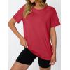 imageAUTOMET Womens Workout Tops Short Sleeve Gym Shirts Summer Athletic Yoga Tshirts Loose Fit Casual Clothes 2025Red