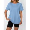 imageAUTOMET Womens Workout Tops Short Sleeve Gym Shirts Summer Athletic Yoga Tshirts Loose Fit Casual Clothes 2025Skyblue