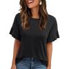 imageAUTOMET Womens Ruffle Short Sleeve Shirts Dressy Casual 2025 Summer Crewneck Cute Tops Trendy Outfits Fashion ClothesBlack