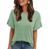 imageAUTOMET Womens Ruffle Short Sleeve Shirts Dressy Casual 2025 Summer Crewneck Cute Tops Trendy Outfits Fashion ClothesGreen
