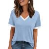 imageAUTOMET Womens Short Sleeve TShirts Summer Tops Casual Soft Tunic V Neck Basic Workout Clothes Spring Fashion Outfits 2025Blue
