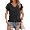 imageAUTOMET Womens Short Sleeve TShirts V Neck Tops Summer Fashion Dressy Casual Basic Ruffle Blouse Soft 2025 Spring ClothesBlack