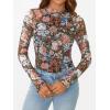 imageAUTOMET Lace Long Sleeve Floral Mesh Mockneck Going Out Tops for Women Spring Fashion Outfits 2025Floral Fierce
