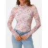 imageAUTOMET Lace Long Sleeve Floral Mesh Mockneck Going Out Tops for Women Spring Fashion Outfits 2025Floralcream