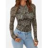 imageAUTOMET Lace Long Sleeve Floral Mesh Mockneck Going Out Tops for Women Spring Fashion Outfits 2025Leopardprint