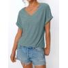 imageAUTOMET V Neck T Shirts for Women Eyelet Embroidery Summer Spring Casual Cute Tops Fashion Beach Vacation ClothesGreen
