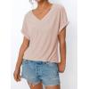 imageAUTOMET V Neck T Shirts for Women Eyelet Embroidery Summer Spring Casual Cute Tops Fashion Beach Vacation ClothesPink