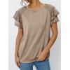imageAUTOMET Women Short Sleeve Summer Top 2025 Lace Dressy Casual Business Cute T Shirts Blouse Basic TeeKhaki