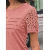 imageAUTOMET Womens Short Sleeve Shirts Dressy Lace Summer Tops 2025 Spring Trendy Casual TShirts Cute Work Outfits BlousesCoral