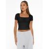 imageAUTOMET Womens Short Sleeve T Shirts Double Lined Square Neck Going Out Crop Tops Summer Cute Clothes Basics TeesBlack