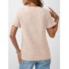 imageAUTOMET Womens Shorts Sleeve T Shirts Summer Casual Ruffle Tops 2025 Crew Neck Trendy Fashion Dressy BlousesApricot