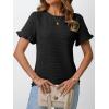 imageAUTOMET Womens Shorts Sleeve T Shirts Summer Casual Ruffle Tops 2025 Crew Neck Trendy Fashion Dressy BlousesBlack