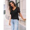 imageAUTOMET Womens Summer Short Sleeve T Shirt 2025 V Neck Tops Spring Vacation Lace Blouses Dressy Casual Fashion ClothesBlack