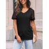 imageAUTOMET Womens Summer Short Sleeve T Shirt 2025 V Neck Tops Spring Vacation Lace Blouses Dressy Casual Fashion ClothesBlack