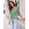 imageAUTOMET Womens Summer Short Sleeve T Shirt 2025 V Neck Tops Spring Vacation Lace Blouses Dressy Casual Fashion ClothesGreen