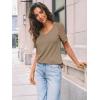 imageAUTOMET Womens Summer Short Sleeve T Shirt 2025 V Neck Tops Spring Vacation Lace Blouses Dressy Casual Fashion ClothesKhaki