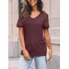 imageAUTOMET Womens Summer Short Sleeve T Shirt 2025 V Neck Tops Spring Vacation Lace Blouses Dressy Casual Fashion ClothesWine Red