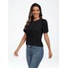 imageAUTOMET Womens Summer Tops Short Sleeve Shirts Business Casual Outfits Puff Dressy Blouses Spring Clothes 2025Black