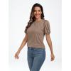 imageAUTOMET Womens Summer Tops Short Sleeve Shirts Business Casual Outfits Puff Dressy Blouses Spring Clothes 2025Khaki