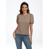 imageAUTOMET Womens Summer Tops Short Sleeve Shirts Business Casual Outfits Puff Dressy Blouses Spring Clothes 2025Khaki