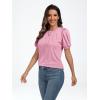 imageAUTOMET Womens Summer Tops Short Sleeve Shirts Business Casual Outfits Puff Dressy Blouses Spring Clothes 2025Pink