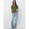 imageAUTOMET Womens Tops Short Sleeve TShirts Blouses Dressy Casual Business Puff Pleated Summer Fashion 2025 Basic Comfy ClothesArmygreen
