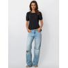imageAUTOMET Womens Tops Short Sleeve TShirts Blouses Dressy Casual Business Puff Pleated Summer Fashion 2025 Basic Comfy ClothesBlack