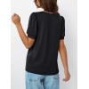 imageAUTOMET Womens Tops Short Sleeve TShirts Blouses Dressy Casual Business Puff Pleated Summer Fashion 2025 Basic Comfy ClothesBlack