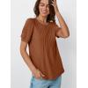 imageAUTOMET Womens Tops Short Sleeve TShirts Blouses Dressy Casual Business Puff Pleated Summer Fashion 2025 Basic Comfy ClothesCaramel