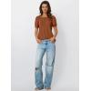 imageAUTOMET Womens Tops Short Sleeve TShirts Blouses Dressy Casual Business Puff Pleated Summer Fashion 2025 Basic Comfy ClothesCaramel