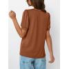 imageAUTOMET Womens Tops Short Sleeve TShirts Blouses Dressy Casual Business Puff Pleated Summer Fashion 2025 Basic Comfy ClothesCaramel