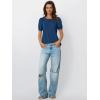 imageAUTOMET Womens Tops Short Sleeve TShirts Blouses Dressy Casual Business Puff Pleated Summer Fashion 2025 Basic Comfy ClothesDarkblue