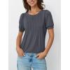 imageAUTOMET Womens Tops Short Sleeve TShirts Blouses Dressy Casual Business Puff Pleated Summer Fashion 2025 Basic Comfy ClothesDarkgrey