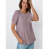 imageAUTOMET Womens Tops Short Sleeve TShirts Blouses Dressy Casual Business Puff Pleated Summer Fashion 2025 Basic Comfy ClothesDarkpink