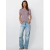 imageAUTOMET Womens Tops Short Sleeve TShirts Blouses Dressy Casual Business Puff Pleated Summer Fashion 2025 Basic Comfy ClothesDarkpink