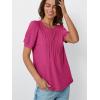 imageAUTOMET Womens Tops Short Sleeve TShirts Blouses Dressy Casual Business Puff Pleated Summer Fashion 2025 Basic Comfy ClothesHotpink
