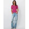 imageAUTOMET Womens Tops Short Sleeve TShirts Blouses Dressy Casual Business Puff Pleated Summer Fashion 2025 Basic Comfy ClothesHotpink
