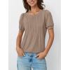 imageAUTOMET Womens Tops Short Sleeve TShirts Blouses Dressy Casual Business Puff Pleated Summer Fashion 2025 Basic Comfy ClothesKhaki
