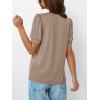 imageAUTOMET Womens Tops Short Sleeve TShirts Blouses Dressy Casual Business Puff Pleated Summer Fashion 2025 Basic Comfy ClothesKhaki
