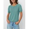 imageAUTOMET Womens Tops Short Sleeve TShirts Blouses Dressy Casual Business Puff Pleated Summer Fashion 2025 Basic Comfy ClothesSagegreen
