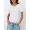 imageAUTOMET Womens Tops Short Sleeve TShirts Blouses Dressy Casual Business Puff Pleated Summer Fashion 2025 Basic Comfy ClothesWhite