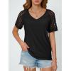 imageAUTOMET Womens V Neck T Shirts Short Sleeve Dressy Causal Tops Eyelet Embroidery Summer 2025 Fashion Trendy ClothesBlack