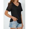 imageAUTOMET Womens V Neck T Shirts Short Sleeve Dressy Causal Tops Eyelet Embroidery Summer 2025 Fashion Trendy ClothesBlack